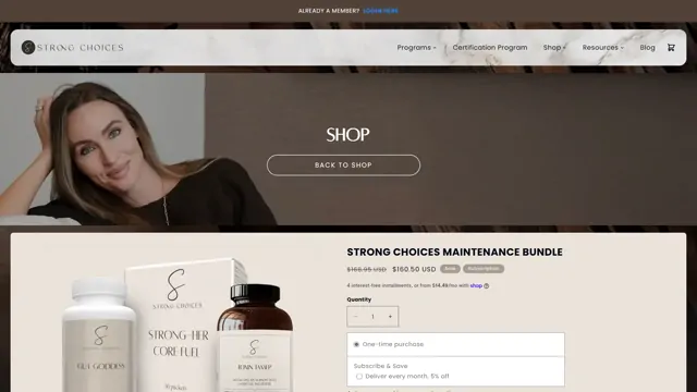 Maintenance bundle product page with product details and purchase options